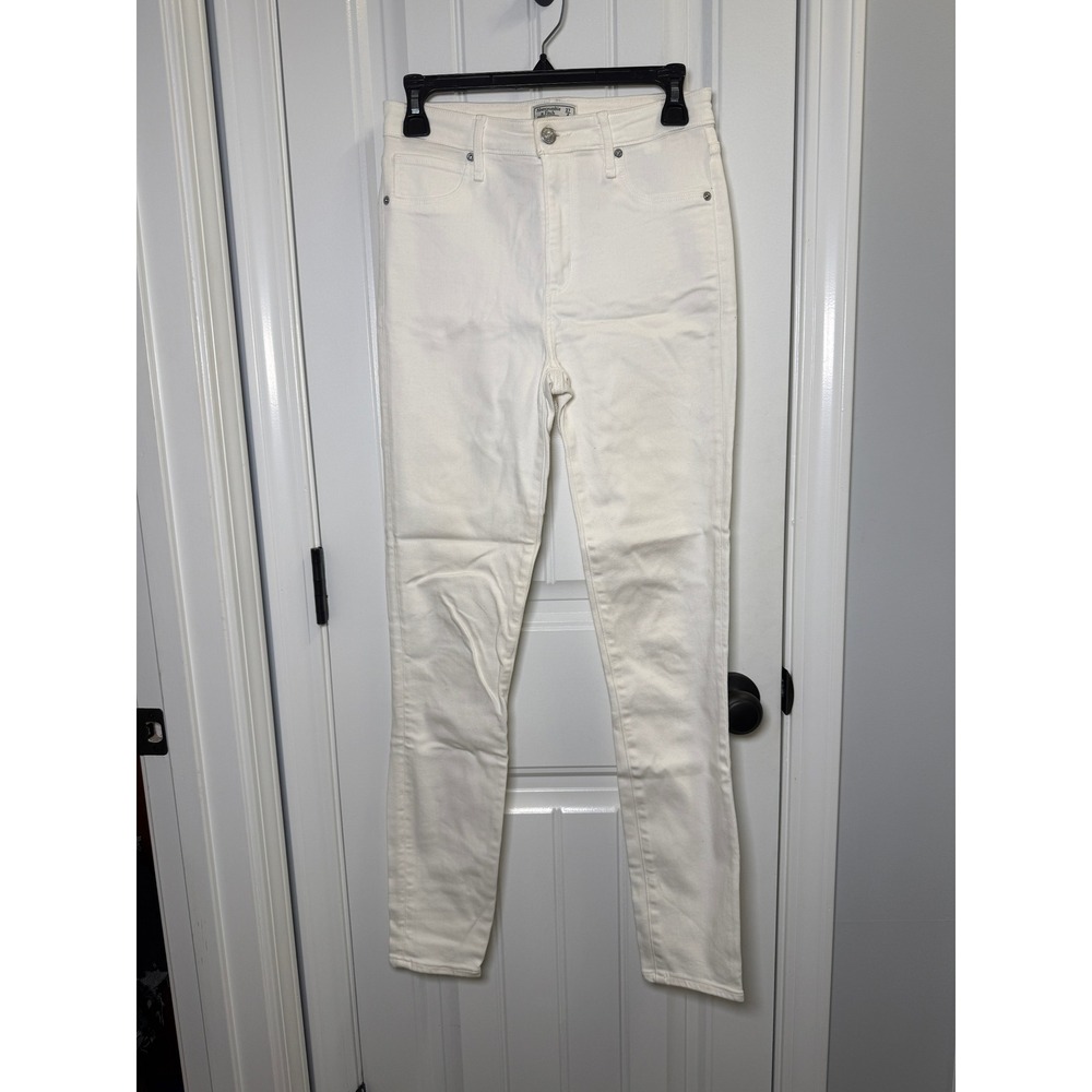 Abercrombie & Fitch Simone High Rise Super Skinny Jeans White 27 Long - Picture 2 of 5